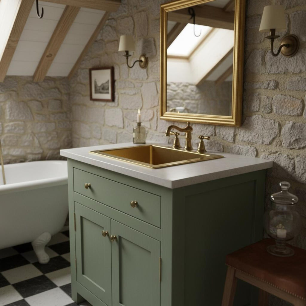 Solid Unlacquered Brass Undermount Kitchen Sink, Handmade Farmhouse Bar Sink