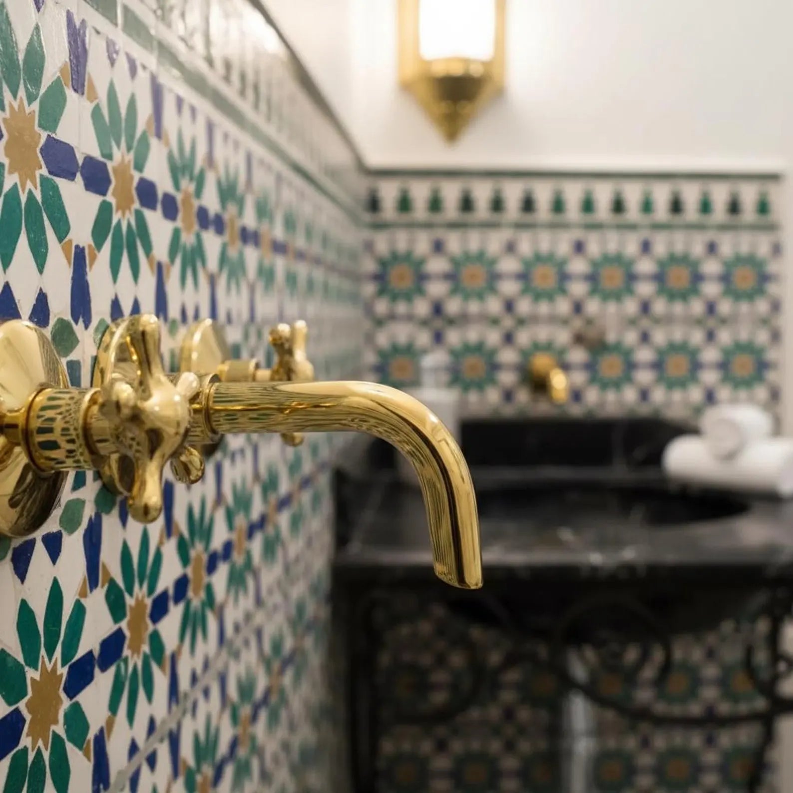 Handmade Unlacquered Brass Wall Mounted Faucet, Bathroom Sink Mixer